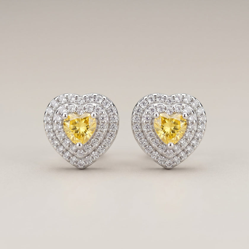 Brilliant Sunshine Heart Studs