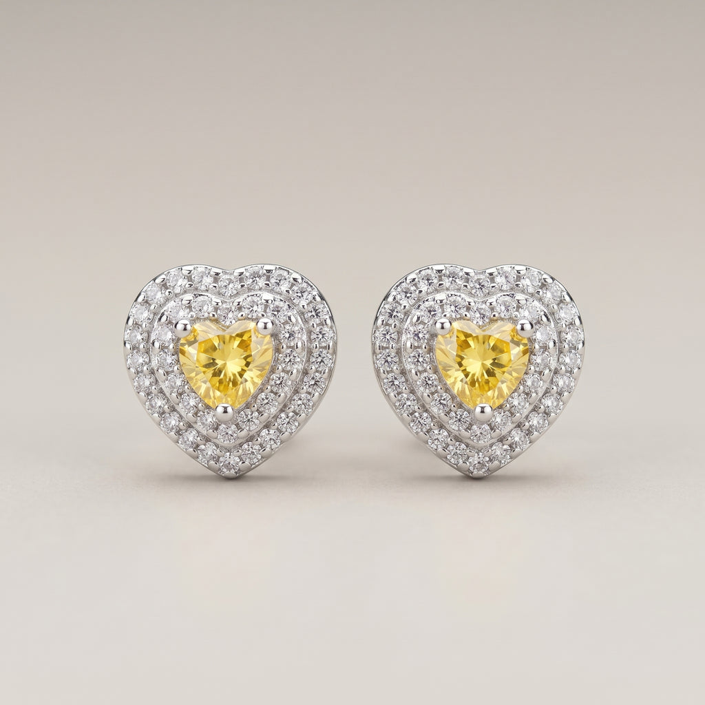 Brilliant Sunshine Heart Studs