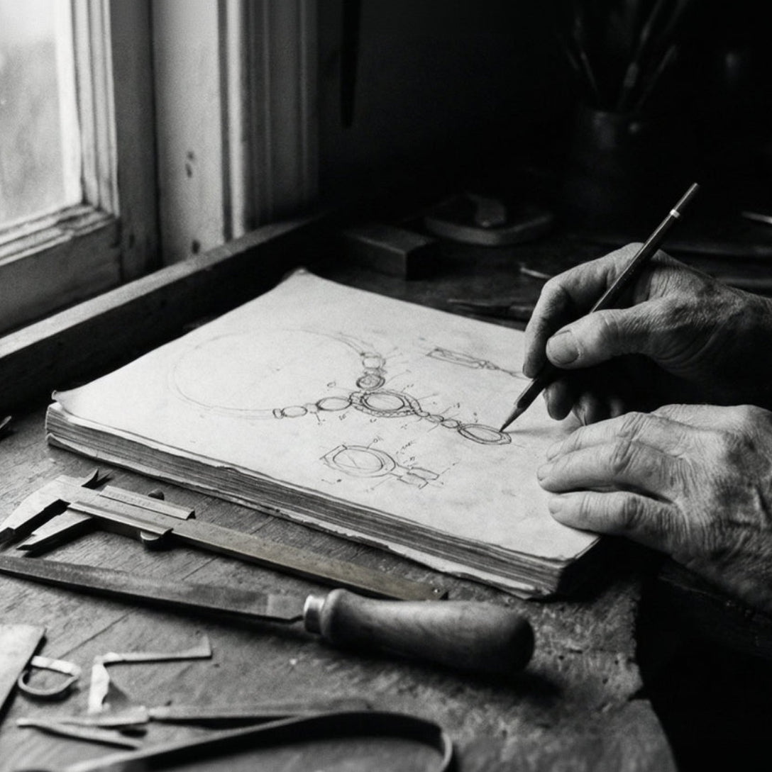 A HEIRA craftsman sketching a new design by hand