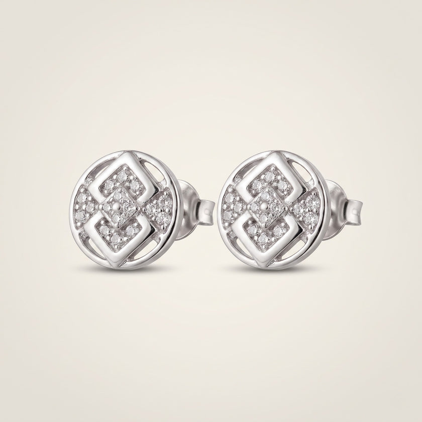 Luminous Geometric Silver Studs