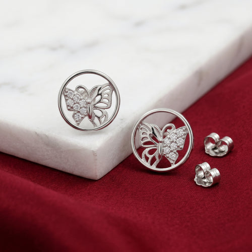 Radiant Butterfly Circle Studs