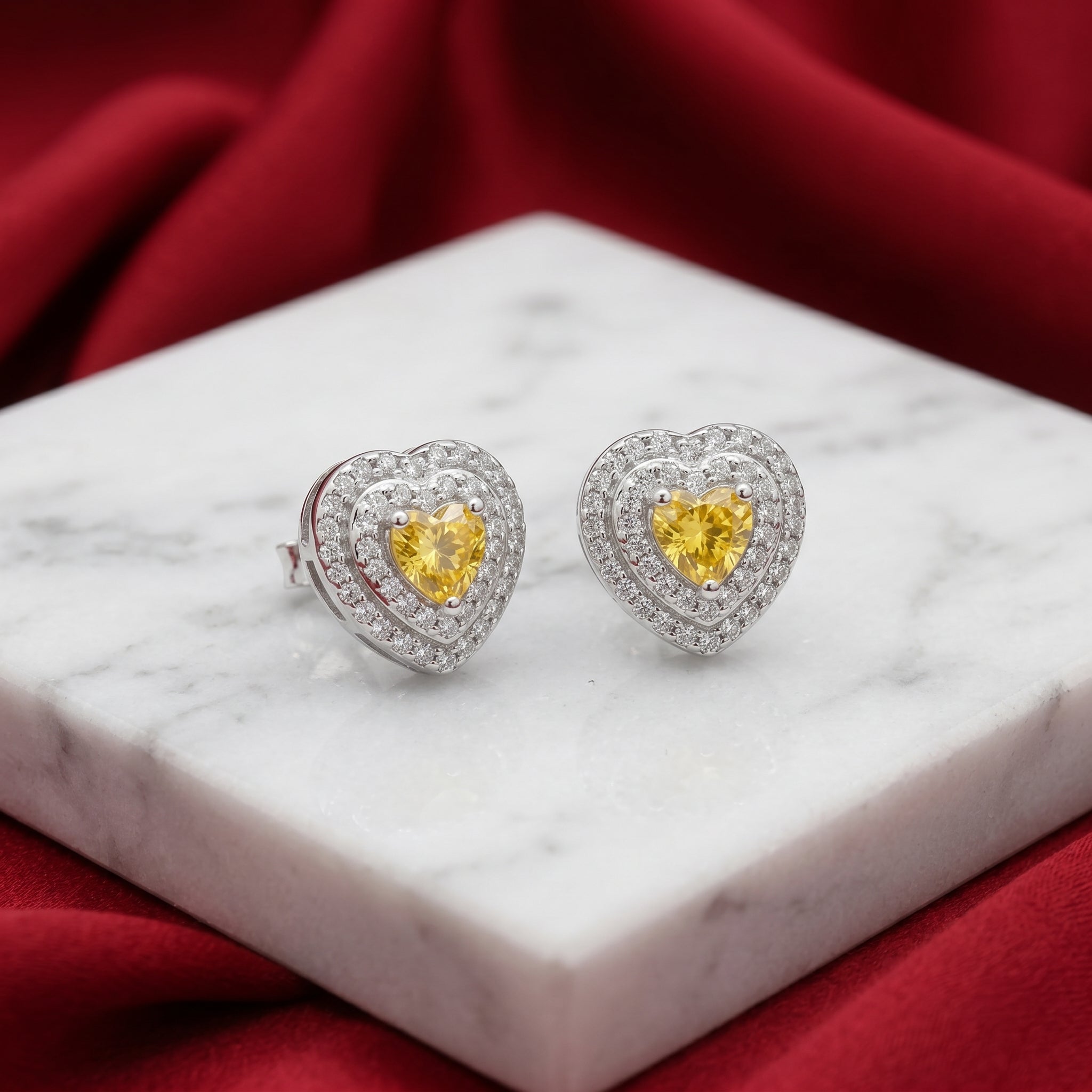 Brilliant Sunshine Heart Studs
