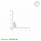 Heart-shaped silver pendant with measurement scale on a white background