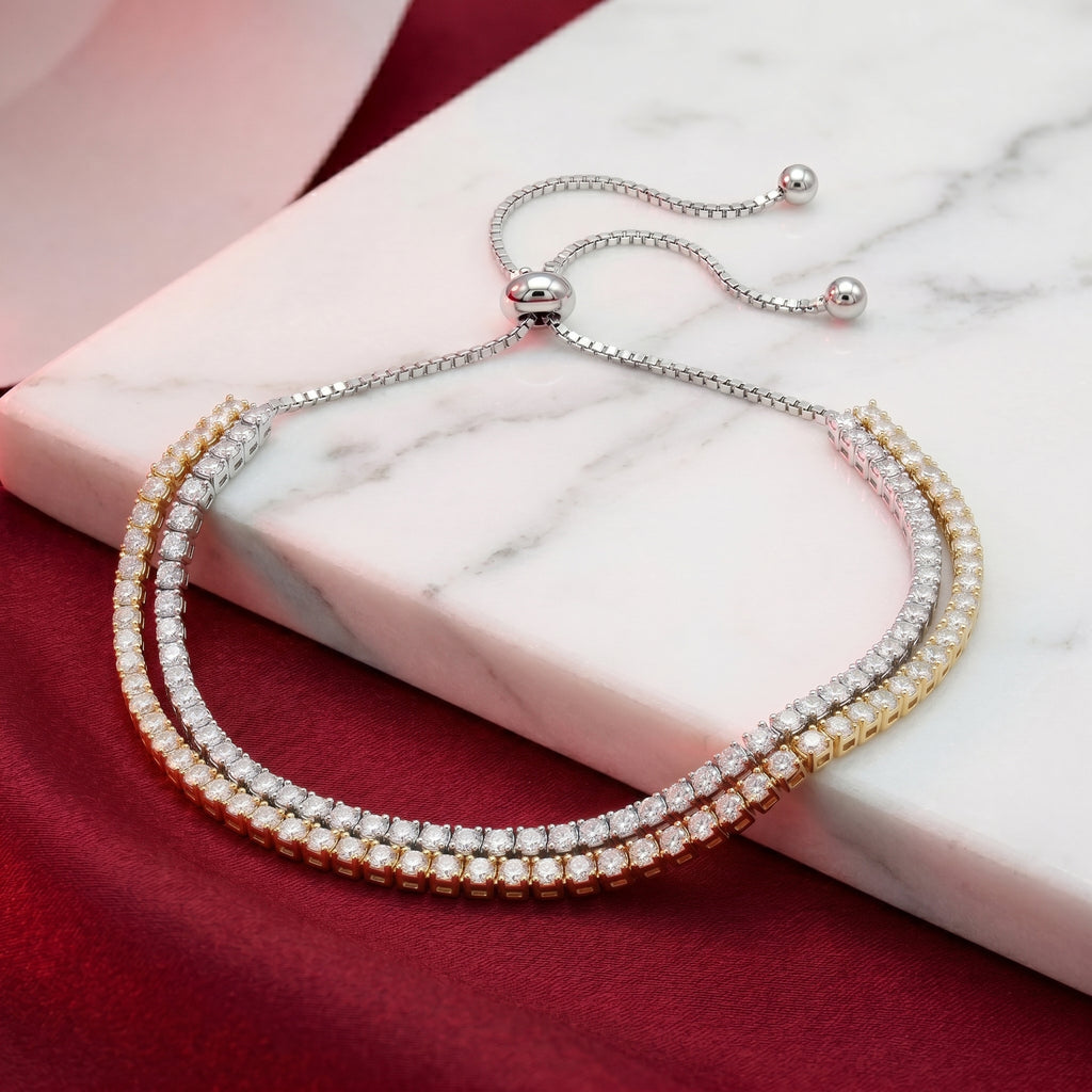 Luminous Two-Tone Double Row Bolo Bracelet