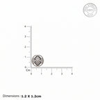 Silver pendant with measurement scale on a white background