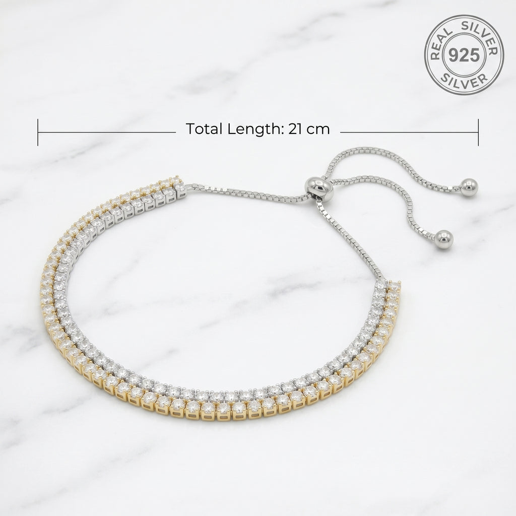 Luminous Two-Tone Double Row Bolo Bracelet