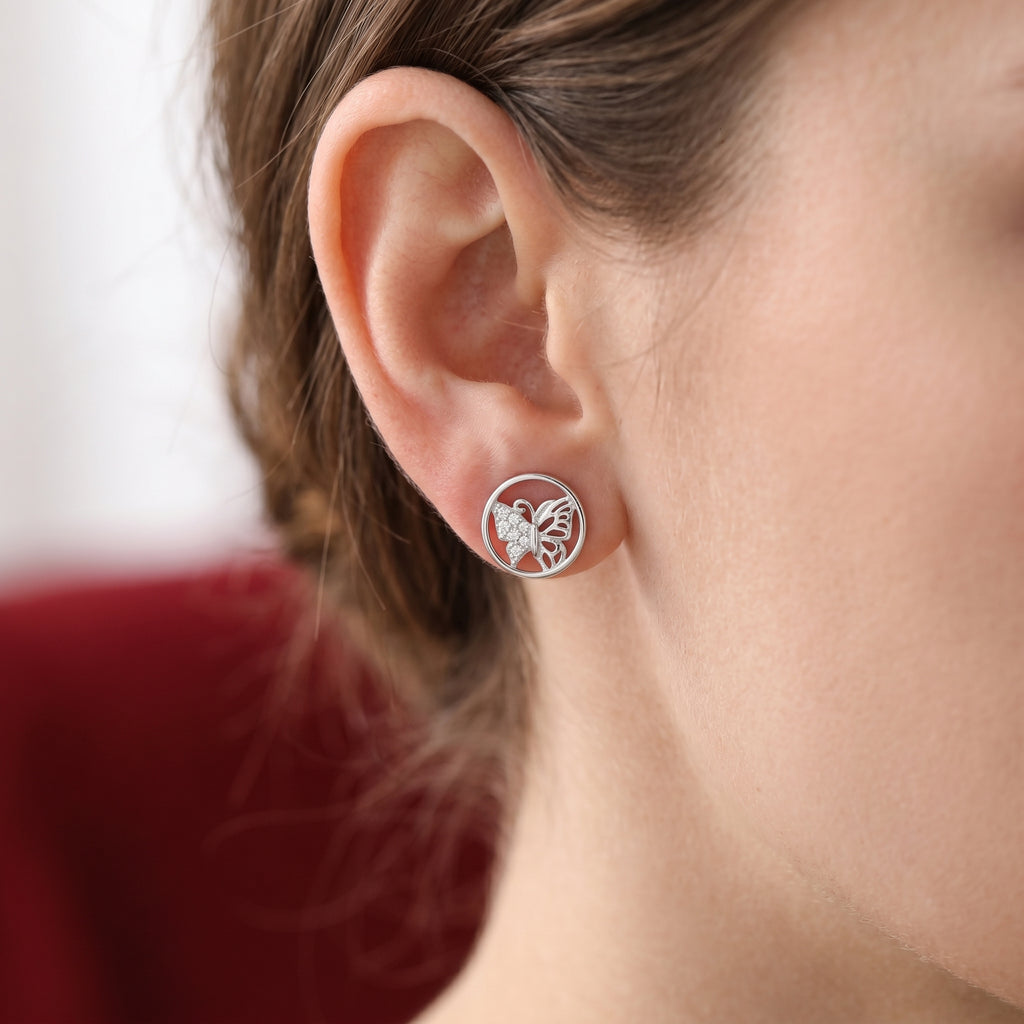 Radiant Butterfly Circle Studs